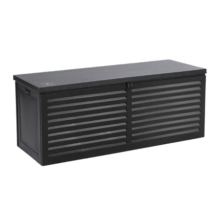Gardeon Outdoor Storage Box 390L Container Lockable Garden Bench Shed Tools Toy All Black.