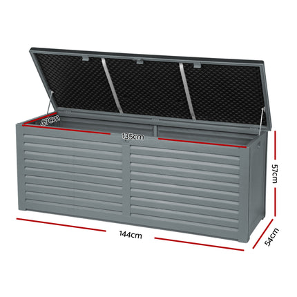 Gardeon Outdoor Storage Box 390L Container Lockable Garden Bench Tools Toy Shed Black.