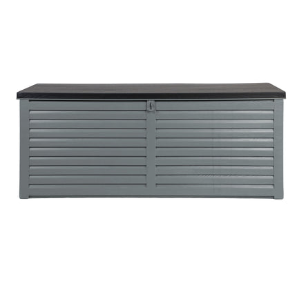 Gardeon Outdoor Storage Box 390L Container Lockable Garden Bench Tools Toy Shed Black.
