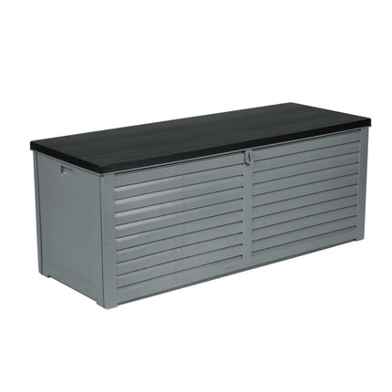 Gardeon Outdoor Storage Box 390L Container Lockable Garden Bench Tools Toy Shed Black.