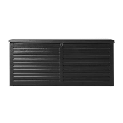 Gardeon Outdoor Storage Box 490L Container Lockable Garden Bench Shed Tools Toy All Black.