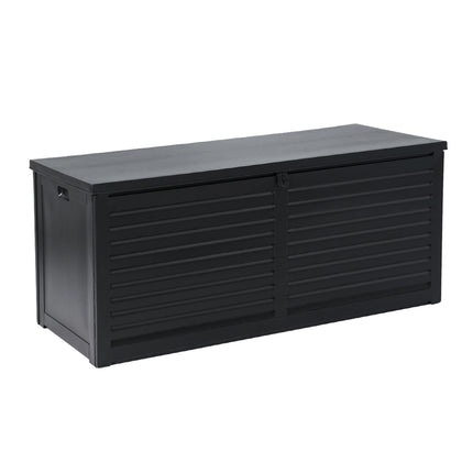 Gardeon Outdoor Storage Box 490L Container Lockable Garden Bench Shed Tools Toy All Black.