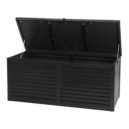 Gardeon Outdoor Storage Box 490L Container Lockable Garden Bench Shed Tools Toy All Black.