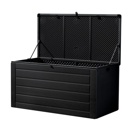 Gardeon Outdoor Storage Box 680L Container Lockable Garden Bench Shed Tool All Black.
