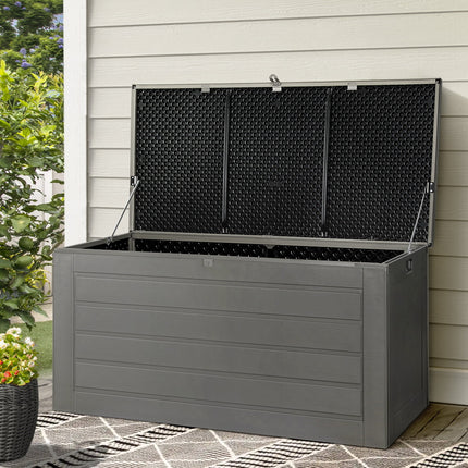 Gardeon Outdoor Storage Box 680L Container Lockable Garden Bench Tool Shed Black.