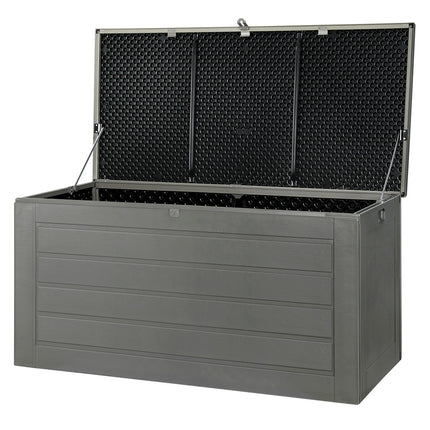 Gardeon Outdoor Storage Box 680L Container Lockable Garden Bench Tool Shed Black.