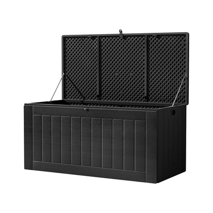 Gardeon Outdoor Storage Box 830L Container Lockable Bench Tool Shed All Black.
