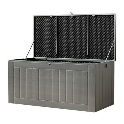 Gardeon Outdoor Storage Box 830L Container Lockable Garden Bench Tool Shed Black.