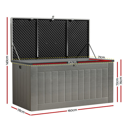 Gardeon Outdoor Storage Box 830L Container Lockable Garden Bench Tool Shed Black.
