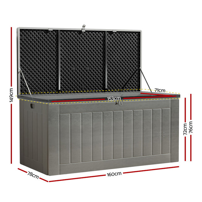 Gardeon Outdoor Storage Box 830L Container Lockable Garden Bench Tool Shed Black.