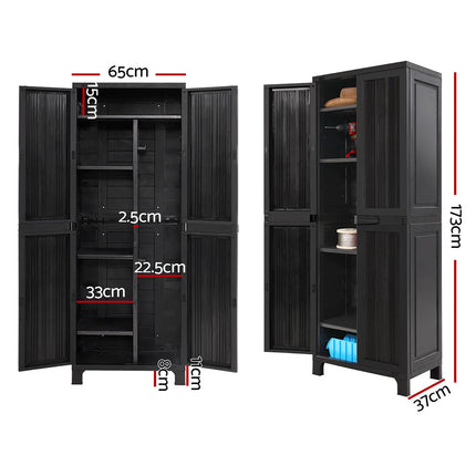 Gardeon Outdoor Storage Cabinet Box 173cm Lockable Cupboard Sheds Garage Adjustable Black.