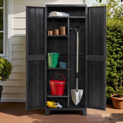 Gardeon Outdoor Storage Cabinet Box 173cm Lockable Cupboard Sheds Garage Adjustable Black.