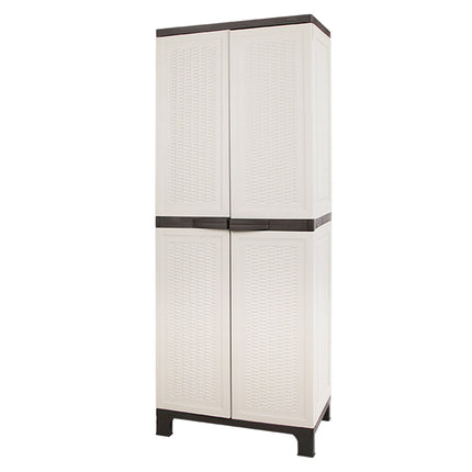 Gardeon Outdoor Storage Cabinet Box 173cm Lockable Cupboard Sheds Adjustable Rattan Beige.