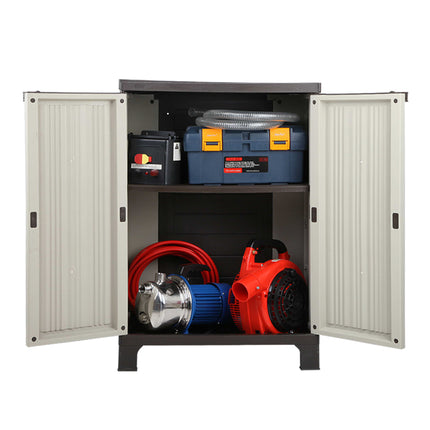 Gardeon Outdoor Storage Cabinet Box 92cm Lockable Cupboard Sheds Garage Adjustable Beige.