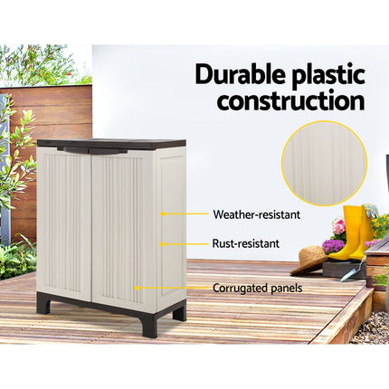 Gardeon Outdoor Storage Cabinet Box 92cm Lockable Cupboard Sheds Garage Adjustable Beige.