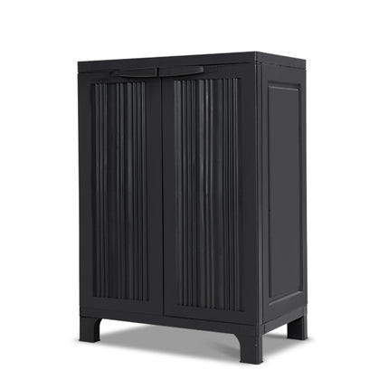 Gardeon Outdoor Storage Cabinet Box 92cm Lockable Cupboard Sheds Garage Adjustable Black.