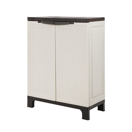 Gardeon Outdoor Storage Cabinet Box 92cm Lockable Cupboard Sheds Adjustable Rattan Beige.