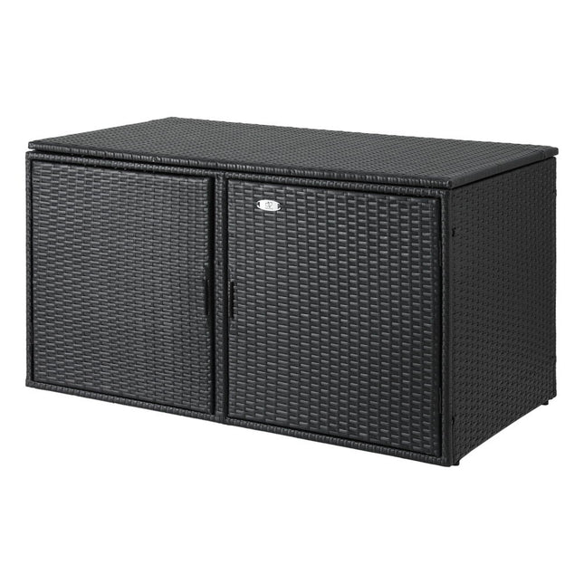 Gardeon Outdoor Storage Cabinet Box Deck Wicker Shelf Chest Garden Shed Tools Black.