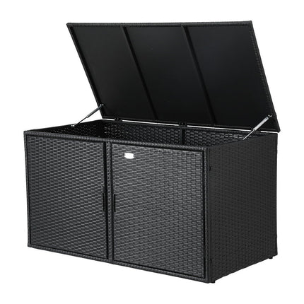 Gardeon Outdoor Storage Cabinet Box Deck Wicker Shelf Chest Garden Shed Tools Black.