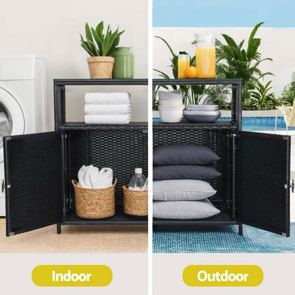 Gardeon Outdoor Storage Cabinet Box Garage Wicker Shed Tools Shelf Chest Garden.
