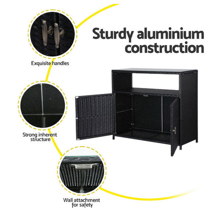 Gardeon Outdoor Storage Cabinet Box Garage Wicker Shed Tools Shelf Chest Garden.