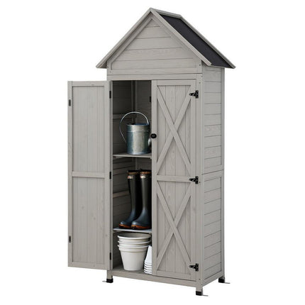 Gardeon Outdoor Storage Cabinet Cupboard Lockable Tool Organizer Shed Adjustable Grey.