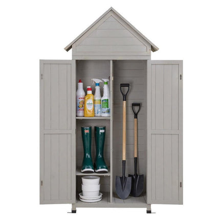 Gardeon Outdoor Storage Cabinet Cupboard Lockable Tool Organizer Shed Adjustable Grey.