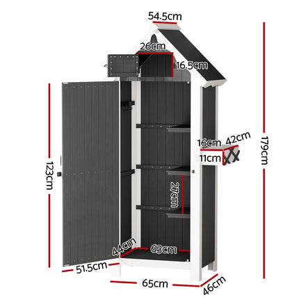 Gardeon Outdoor Storage Cabinet Shed Box Wooden Shelf Chest Garden Furniture.