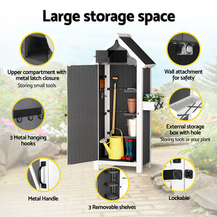 Gardeon Outdoor Storage Cabinet Shed Box Wooden Shelf Chest Garden Furniture.