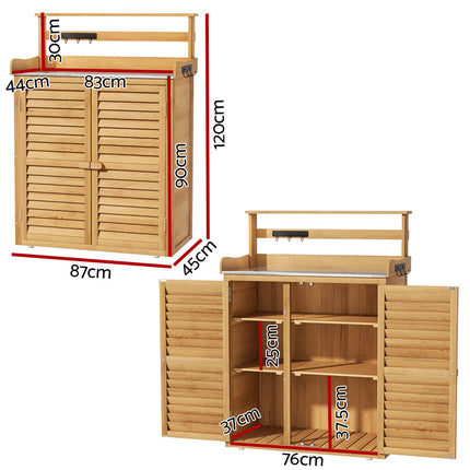 Gardeon Outdoor Storage Cabinet Box Potting Bench Table Shelf Chest Garden Shed.