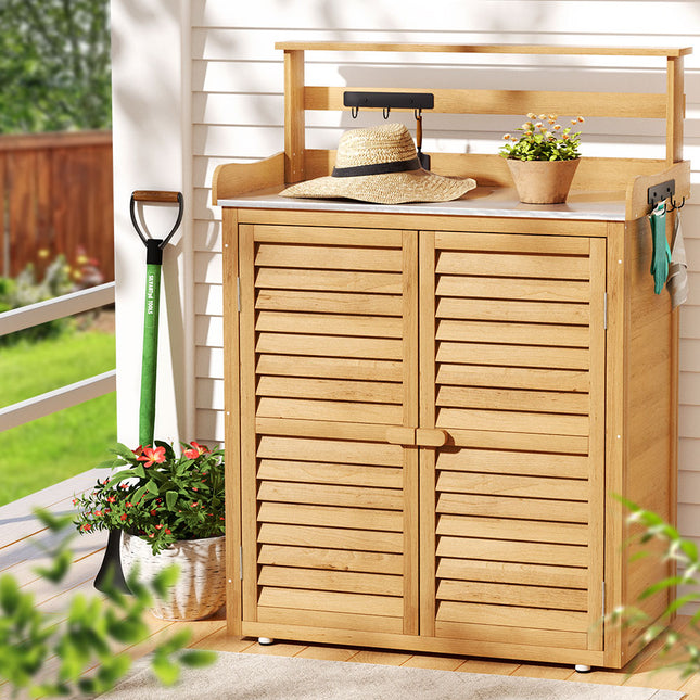 Gardeon Outdoor Storage Cabinet Box Potting Bench Table Shelf Chest Garden Shed.