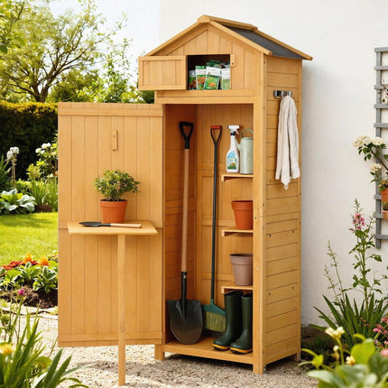 Gardeon Outdoor Storage Cabinet Cupboard Folding Table Tool Organizer Shed Adjustable.