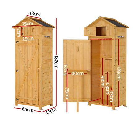 Gardeon Outdoor Storage Cabinet Cupboard Folding Table Tool Organizer Shed Adjustable.
