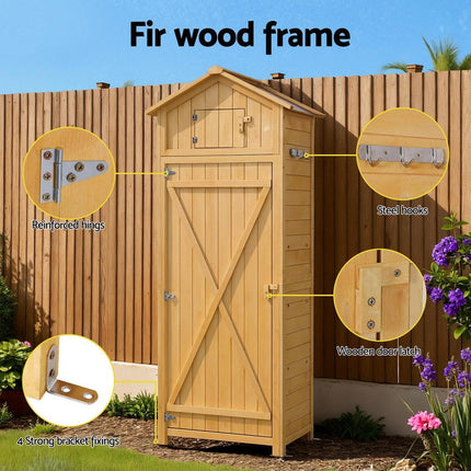 Gardeon Outdoor Storage Cabinet Cupboard Folding Table Tool Organizer Shed Adjustable.