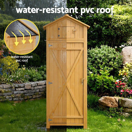Gardeon Outdoor Storage Cabinet Cupboard Folding Table Tool Organizer Shed Adjustable.