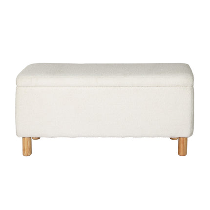 Artiss Storage Ottoman Blanket Box 99cm Teddy Fabric White.