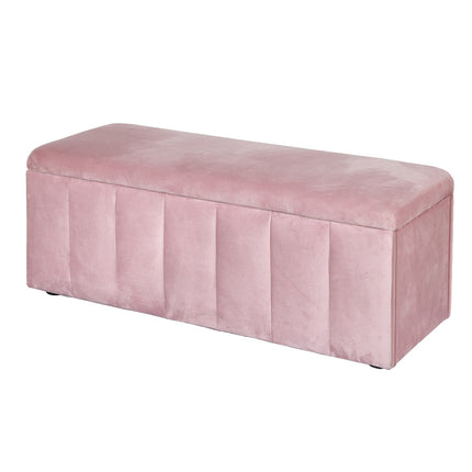 Artiss Storage Ottoman Blanket Box 103cm Velvet Pink.