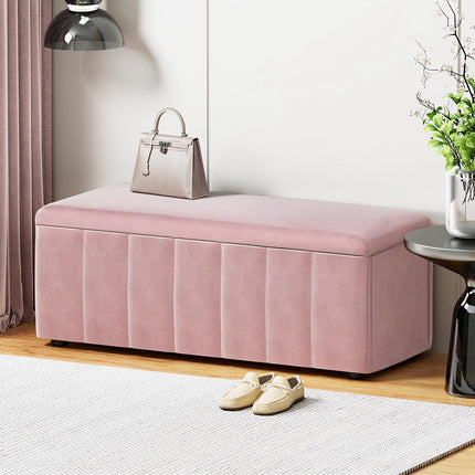 Artiss Storage Ottoman Blanket Box 103cm Velvet Pink.