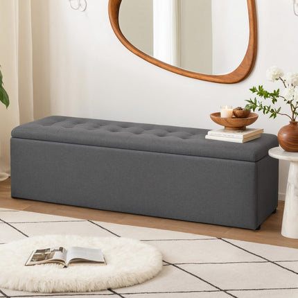 Artiss Storage Ottoman Blanket Box 140cm Linen Dark Grey.