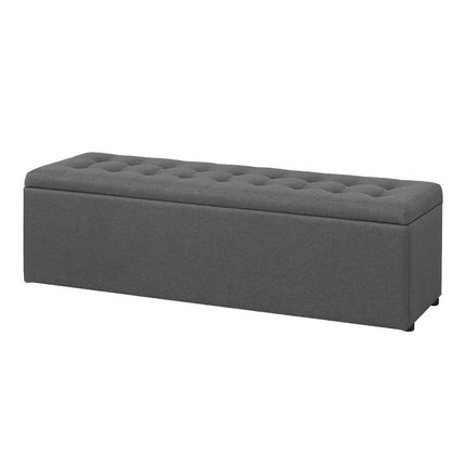 Artiss Storage Ottoman Blanket Box 140cm Linen Dark Grey.