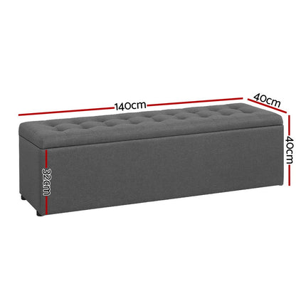 Artiss Storage Ottoman Blanket Box 140cm Linen Dark Grey.