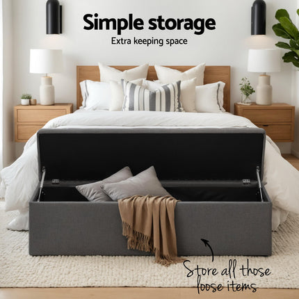 Artiss Storage Ottoman Blanket Box 140cm Linen Dark Grey.