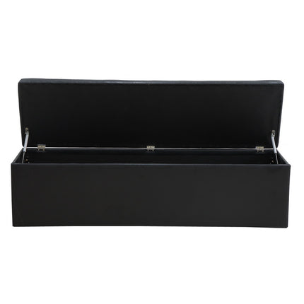 Artiss Storage Ottoman Blanket Box 140cm Leather Black.