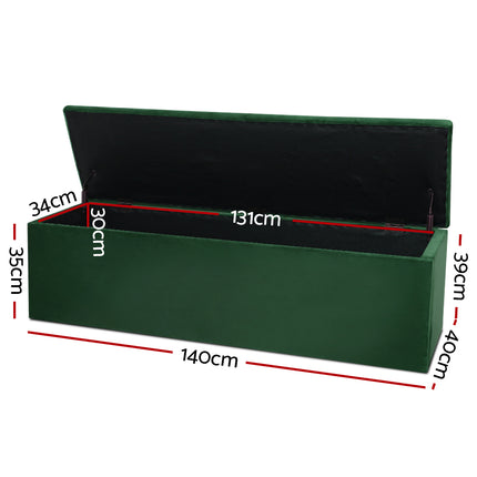 Artiss Storage Ottoman Blanket Box 140cm Velvet Green.