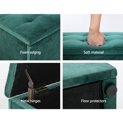 Artiss Storage Ottoman Blanket Box 140cm Velvet Green.