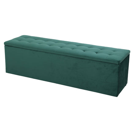 Artiss Storage Ottoman Blanket Box 140cm Velvet Green.