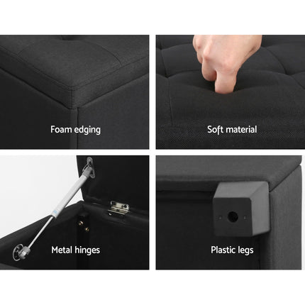 Artiss Storage Ottoman Blanket Box 97cm Linen Black.