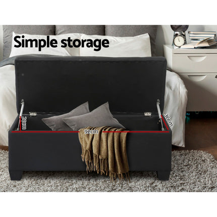 Artiss Storage Ottoman Blanket Box 97cm Linen Black.