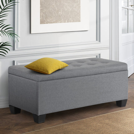 Artiss Storage Ottoman Blanket Box 97cm Linen Grey.