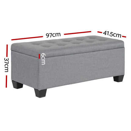 Artiss Storage Ottoman Blanket Box 97cm Linen Grey.